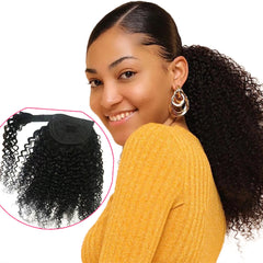 Velcro Human Hair Ponytail - Natural Color, Easy Clip-In Extension