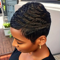 Non-Toxic Wig - Elegant Elf Cut, Short Straight Hair, All Machine-Made