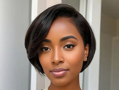 Glueless Transparent Lace Wig - Short Straight & Wavy Human Hair