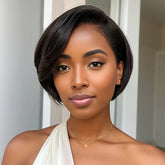 Glueless Transparent Lace Wig - Short Straight & Wavy Human Hair