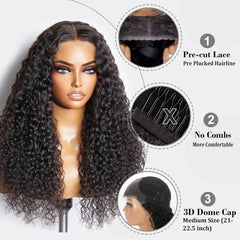Deep Curly Glueless Wig – 100% Human Hair, Ready to Wear