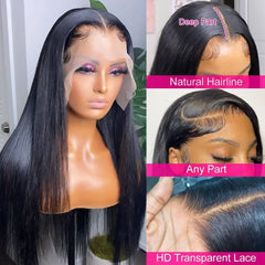 Straight Lace Front Wig – 100% Human Hair, HD 13x6, Length 30 Inches