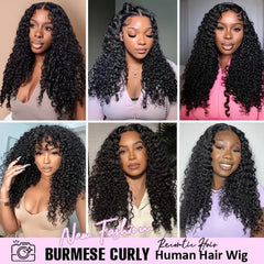 Burmese Curly Lace Front Wig – 250% Human Hair, Deep Bouncy Curls