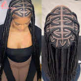 Full Lace Synthetic Wig - Knotless Heart Box Braids, Blonde, Braiding Hair