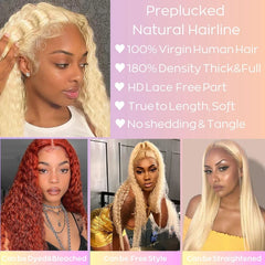 Blonde Deep Wave Wig – 13x6 Lace Front, 30-32 Inches, 100% Human Hair