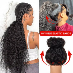 Deep wave human hair full lace frontal wigs.