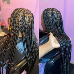 Full Lace Synthetic Wig - Knotless Heart Box Braids, Blonde, Braiding Hair