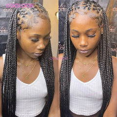 Full Criss Cross Braids Wig - Lace Front Synthetic Box Braids