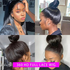 Full Lace Wig – Pre-Plucked Human Hair, Natural Straight Frontal for Women