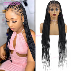 Full Criss Cross Braids Wig - Lace Front Synthetic Box Braids