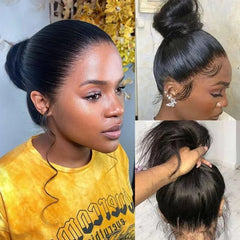 Full Lace Wig – Pre-Plucked Human Hair, Natural Straight Frontal for Women