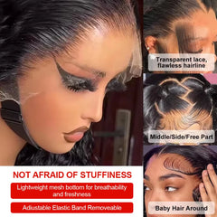 Deep wave human hair full lace frontal wigs.