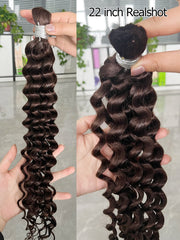Brown Human Hair Bulk – Remy Deep Wave Curly for Boho Braids Extensions