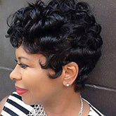 Short Curly Hair Wig – European & American Look, High-Quality Chemical Fiber