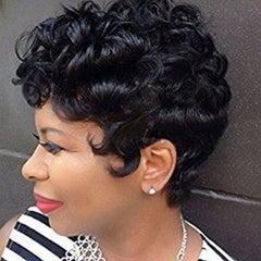 Short Curly Hair Wig – European & American Look, High-Quality Chemical Fiber