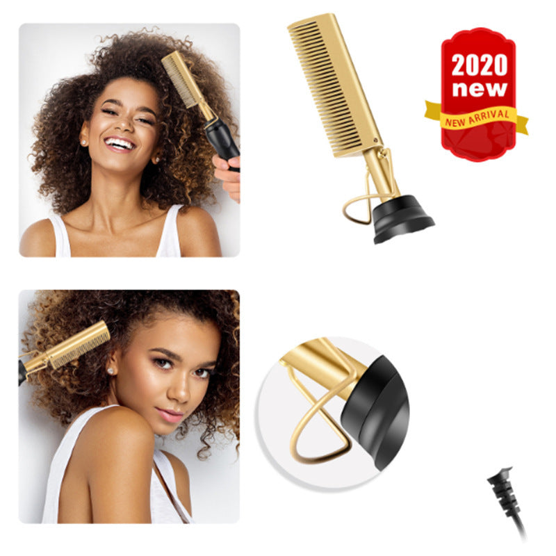 Electric Dual-Purpose Comb – Straighten, Curl &amp; Style with Ease