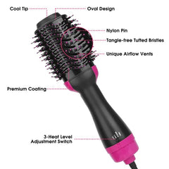 4-in-1 Hair Dryer Brush – Straightens, Curls, Dries & Volumizes Quickly