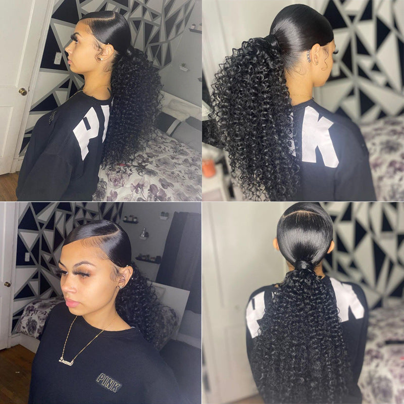 Velcro Human Hair Ponytail - Natural Color, Easy Clip-In Extension