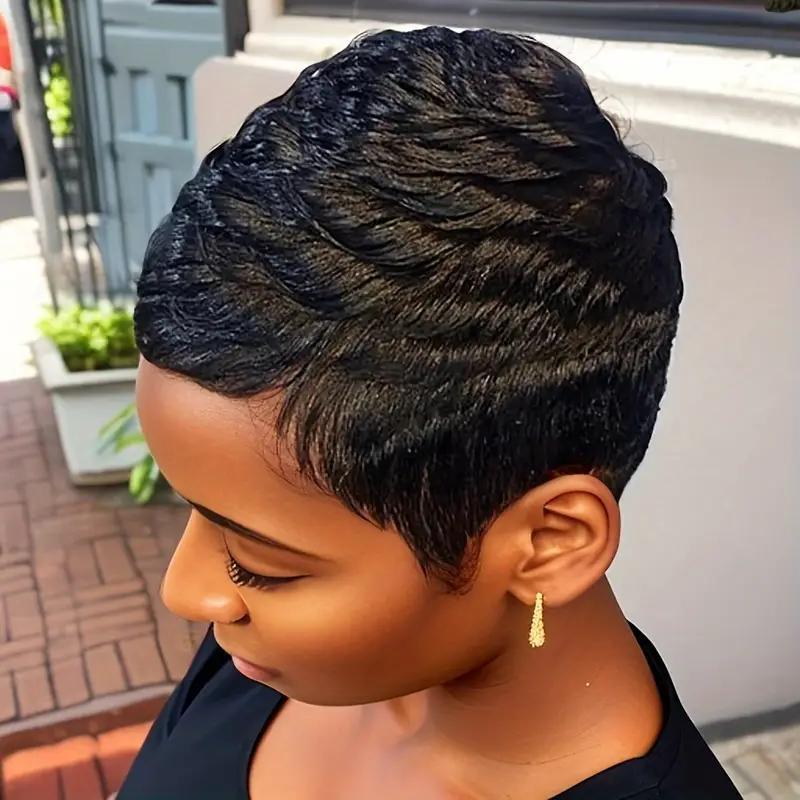 Non-Toxic Wig - Elegant Elf Cut, Short Straight Hair, All Machine-Made