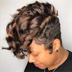 Short Curly Hair Wig – European & American Look, High-Quality Chemical Fiber