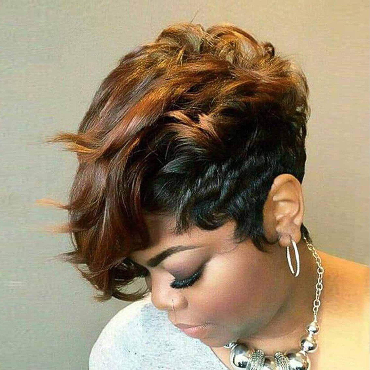 Short Curly Hair Wig – European & American Look, High-Quality Chemical Fiber