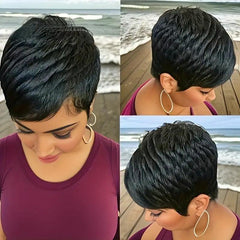 Non-Toxic Wig - Elegant Elf Cut, Short Straight Hair, All Machine-Made