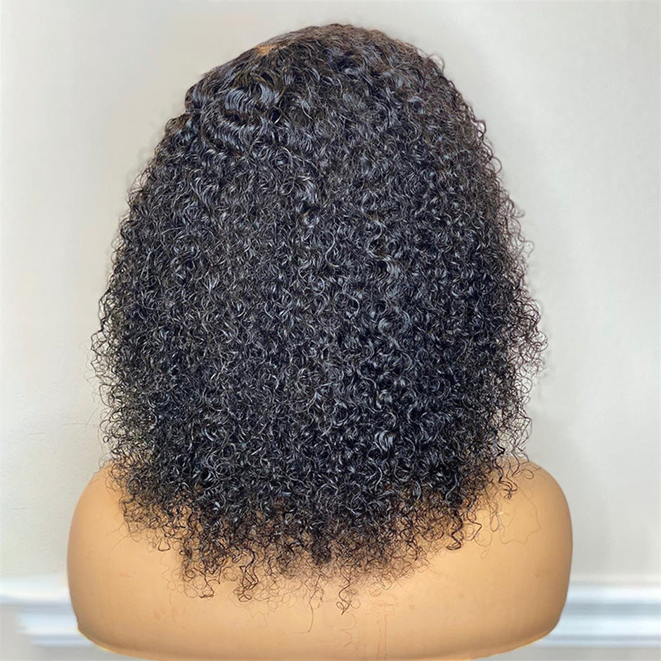 Short Bob Wig Kinky Curly Lace Front 100% Human Hair