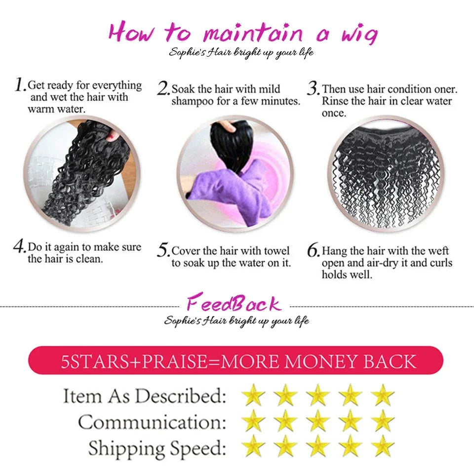 Deep Curly Glueless Wig – 100% Human Hair, Ready to Wear