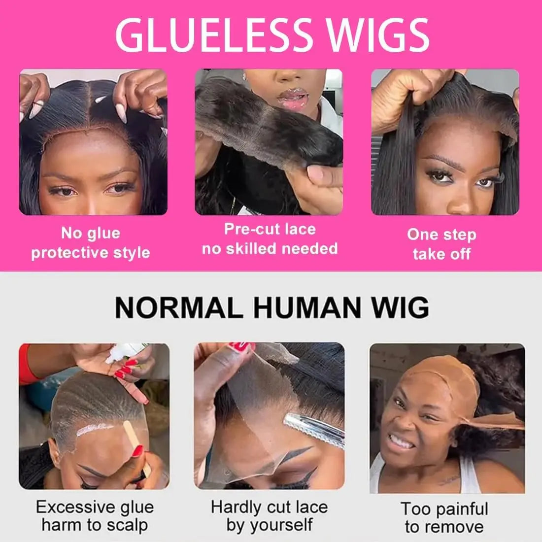 Deep Curly Glueless Wig – 100% Human Hair, Ready to Wear