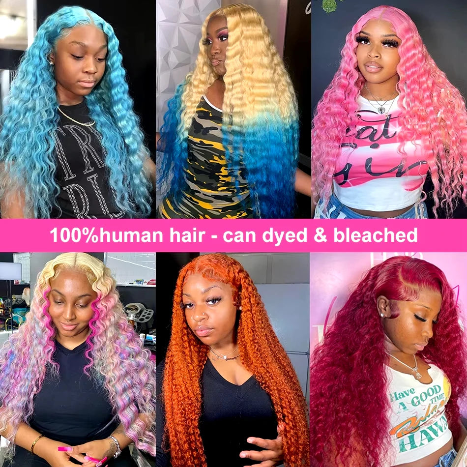 Extra Long 30/38 Inch Lace Front Wig – Deep Wave Honey Blonde 613 Human Hair