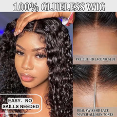 Deep Curly Glueless Wig – 100% Human Hair, Ready to Wear