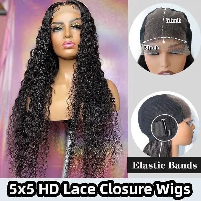 Deep Curly Glueless Wig – 100% Human Hair, Ready to Wear