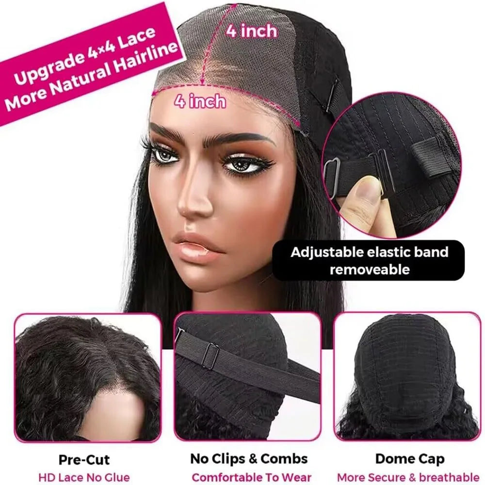 Deep Curly Glueless Wig – 100% Human Hair, Ready to Wear