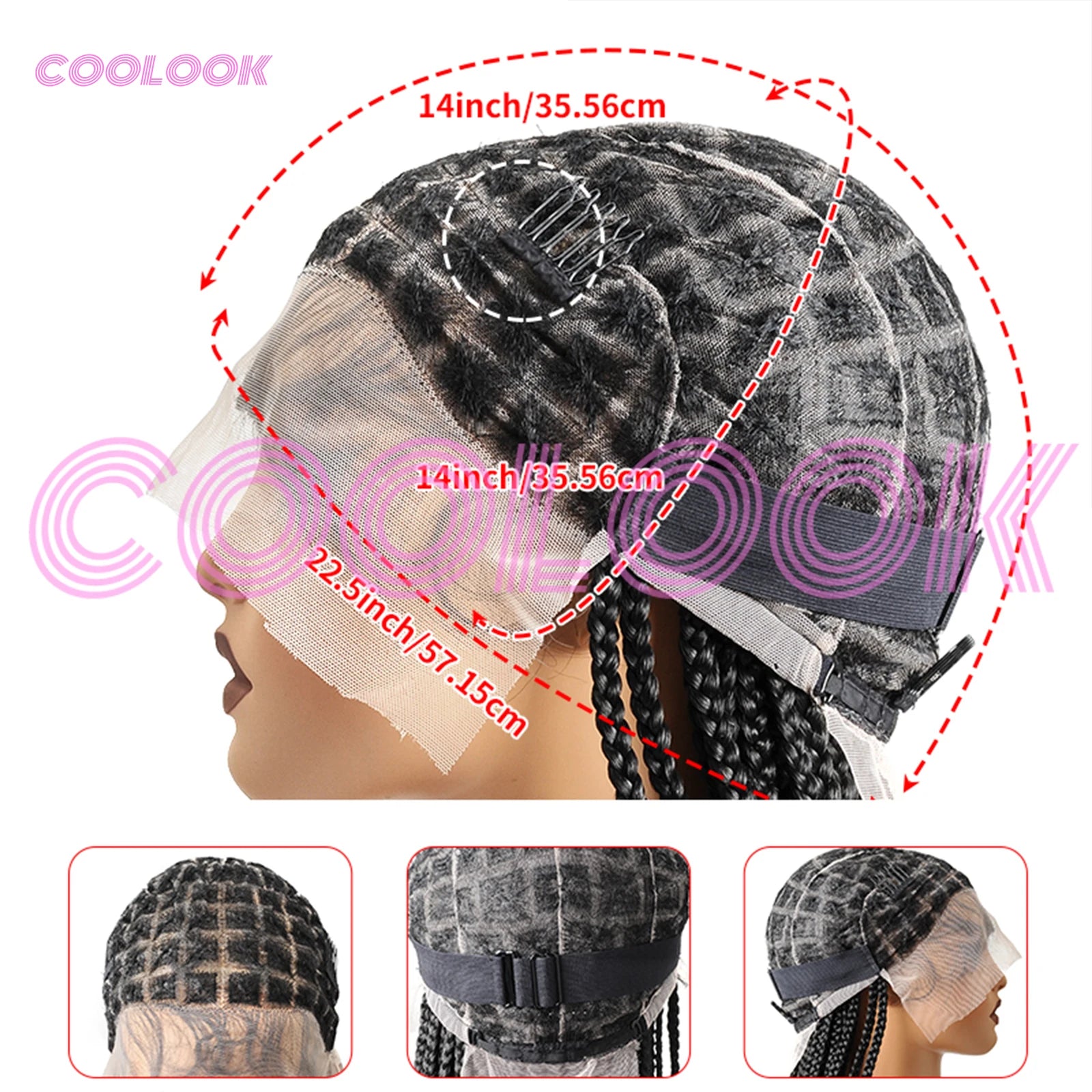 Full Criss Cross Braids Wig - Lace Front Synthetic Box Braids