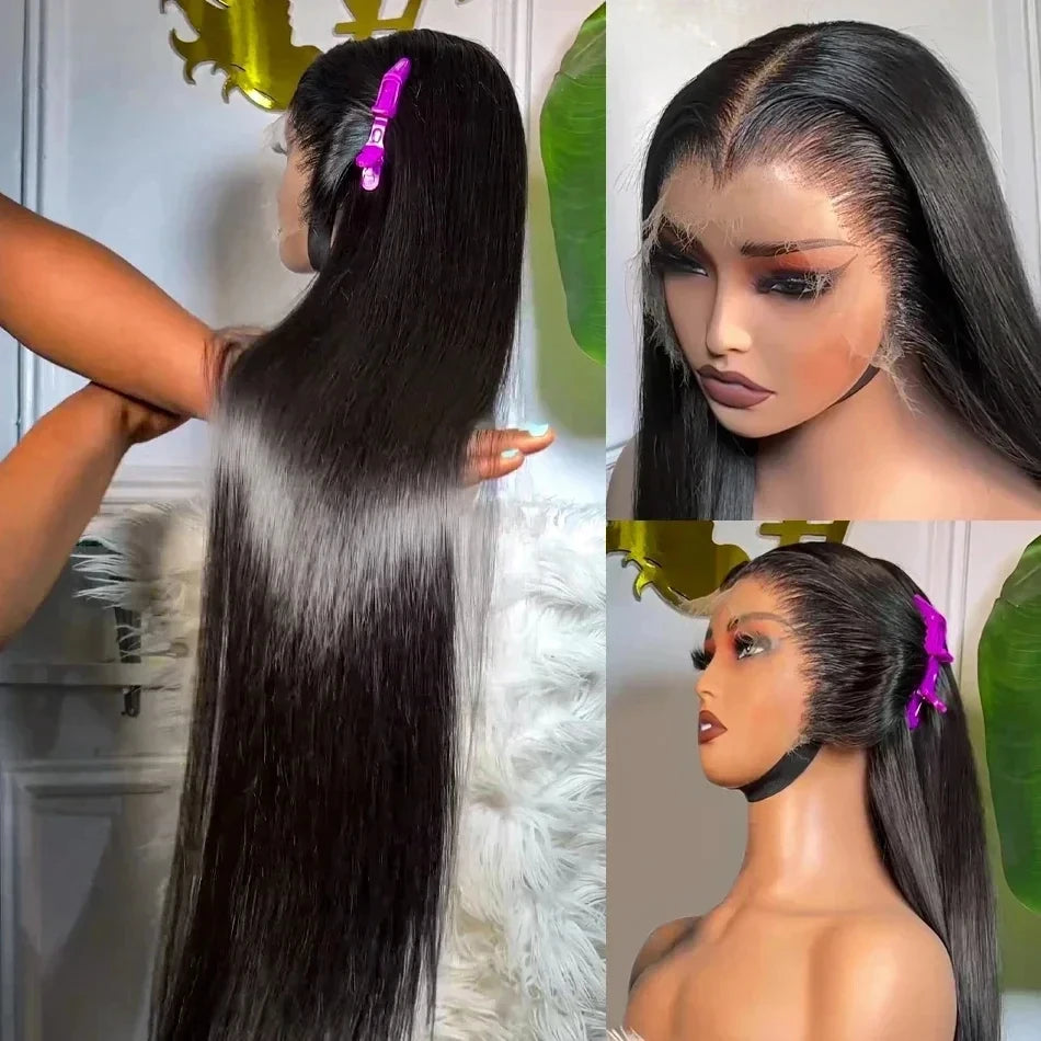 Full Lace Wig – Pre-Plucked Human Hair, Natural Straight Frontal for Women
