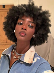 Natural Black Afro Wig – Short Curly Bob, Human Hair, Glueless & Easy Wear