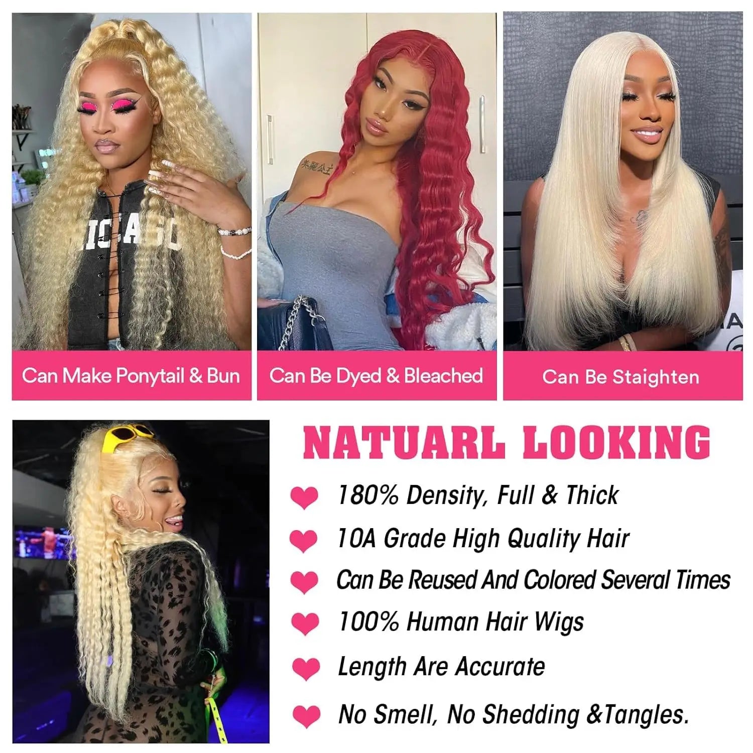 Extra Long 30/38 Inch Lace Front Wig – Deep Wave Honey Blonde 613 Human Hair