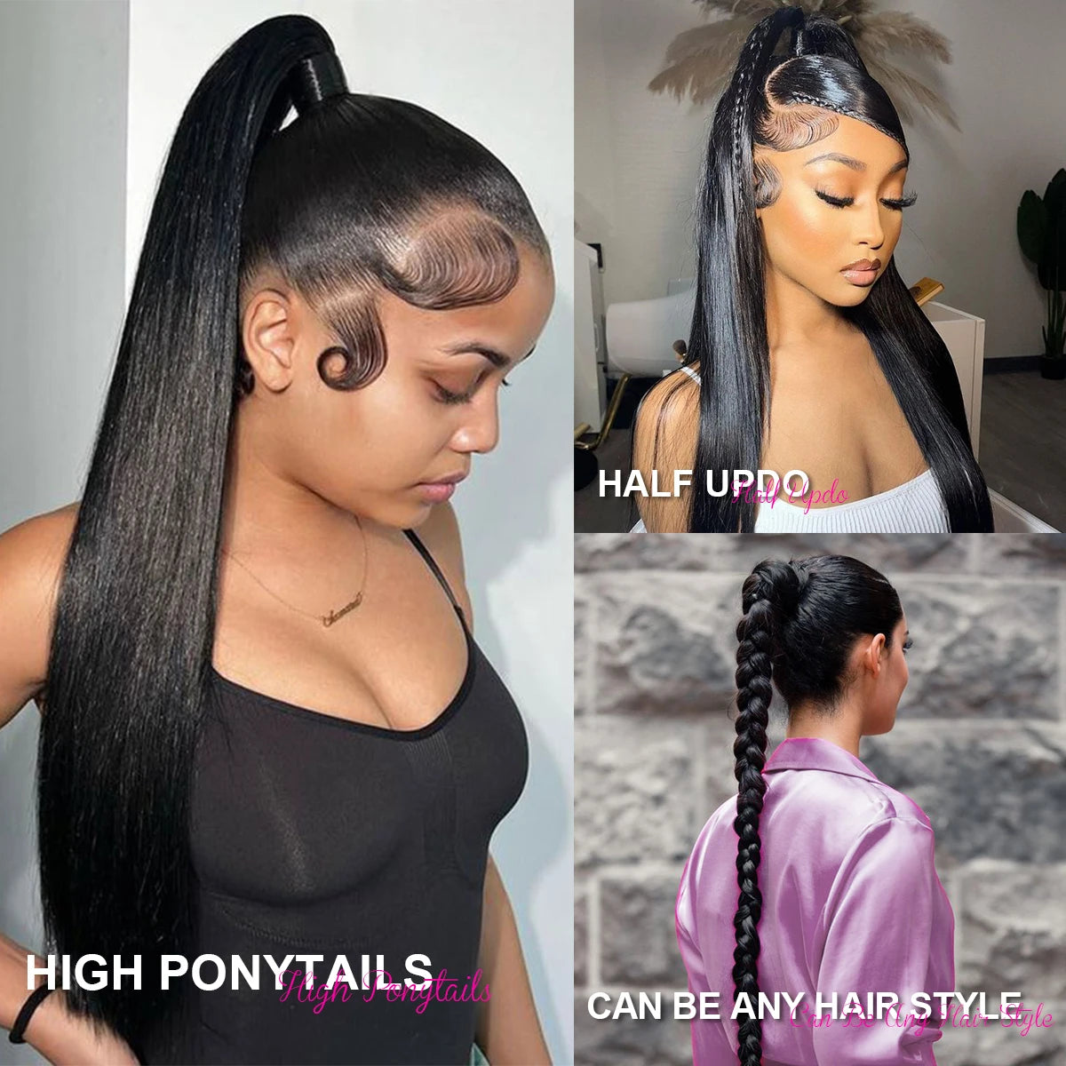 Full Lace Wig – Pre-Plucked Human Hair, Natural Straight Frontal for Women