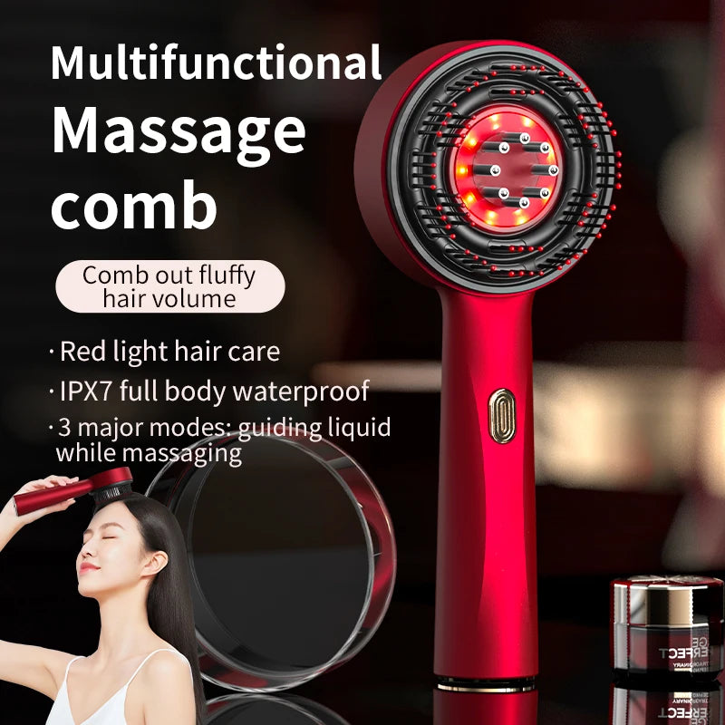 Electric Massage Hair Comb – Red Light &amp Liquid Application