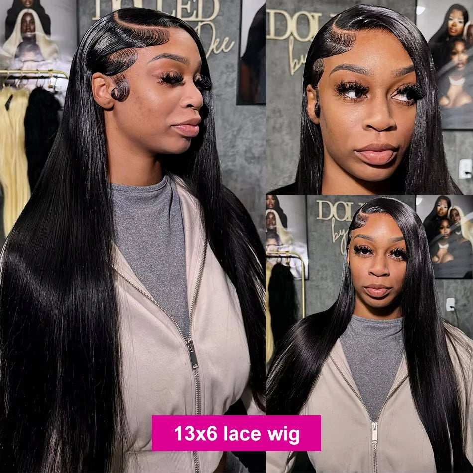 Full Lace Wig – Pre-Plucked Human Hair, Natural Straight Frontal for Women