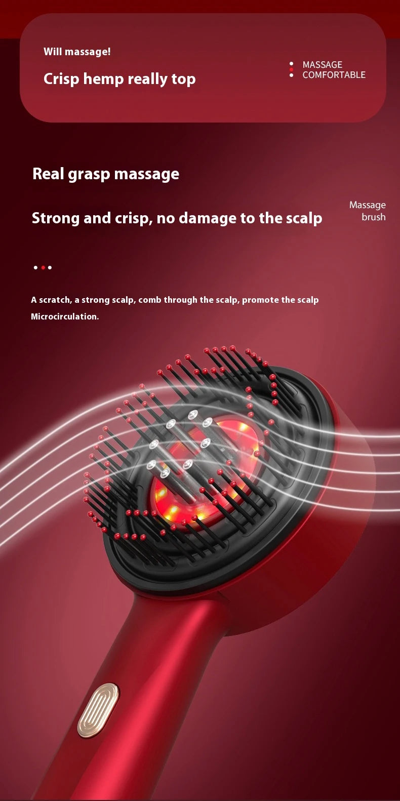 Electric Massage Hair Comb – Red Light &amp Liquid Application