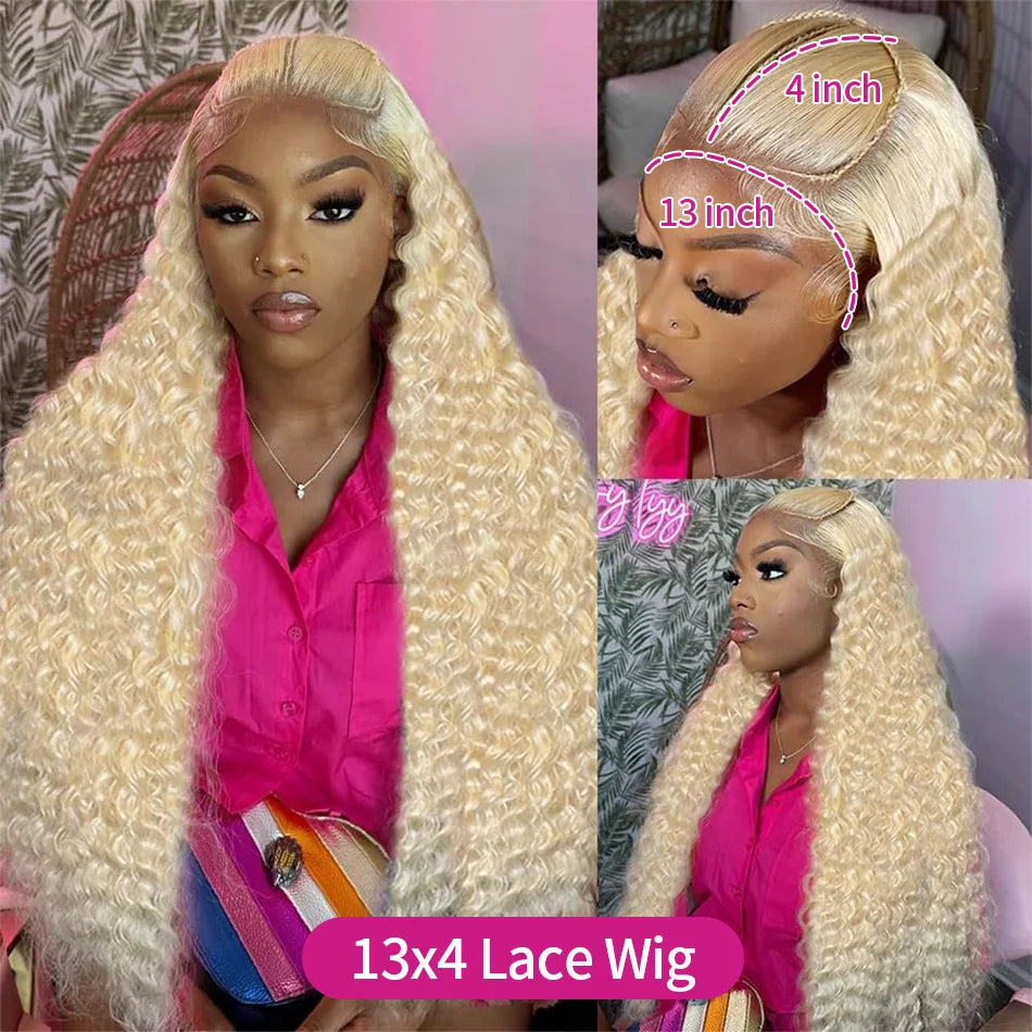 Blonde Deep Wave Wig – 13x6 Lace Front, 30-32 Inches, 100% Human Hair