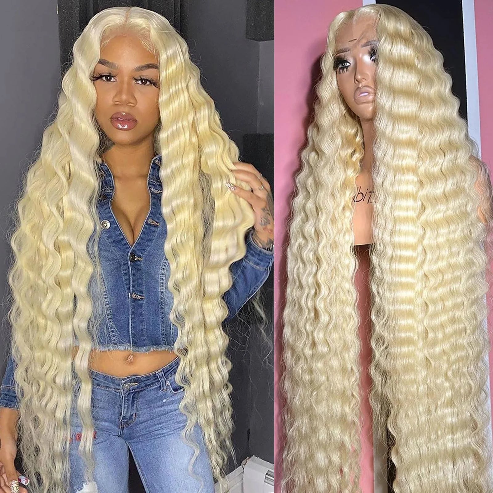 Blonde Deep Wave Wig – 13x6 Lace Front, 30-32 Inches, 100% Human Hair