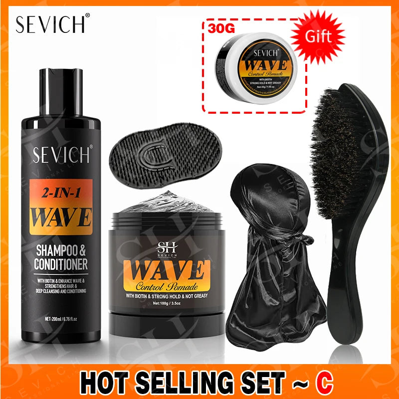 Sevich Deep Waves Pomade – Natural Shiny Hair Oil with Brush, Sport Waves Cream for Men