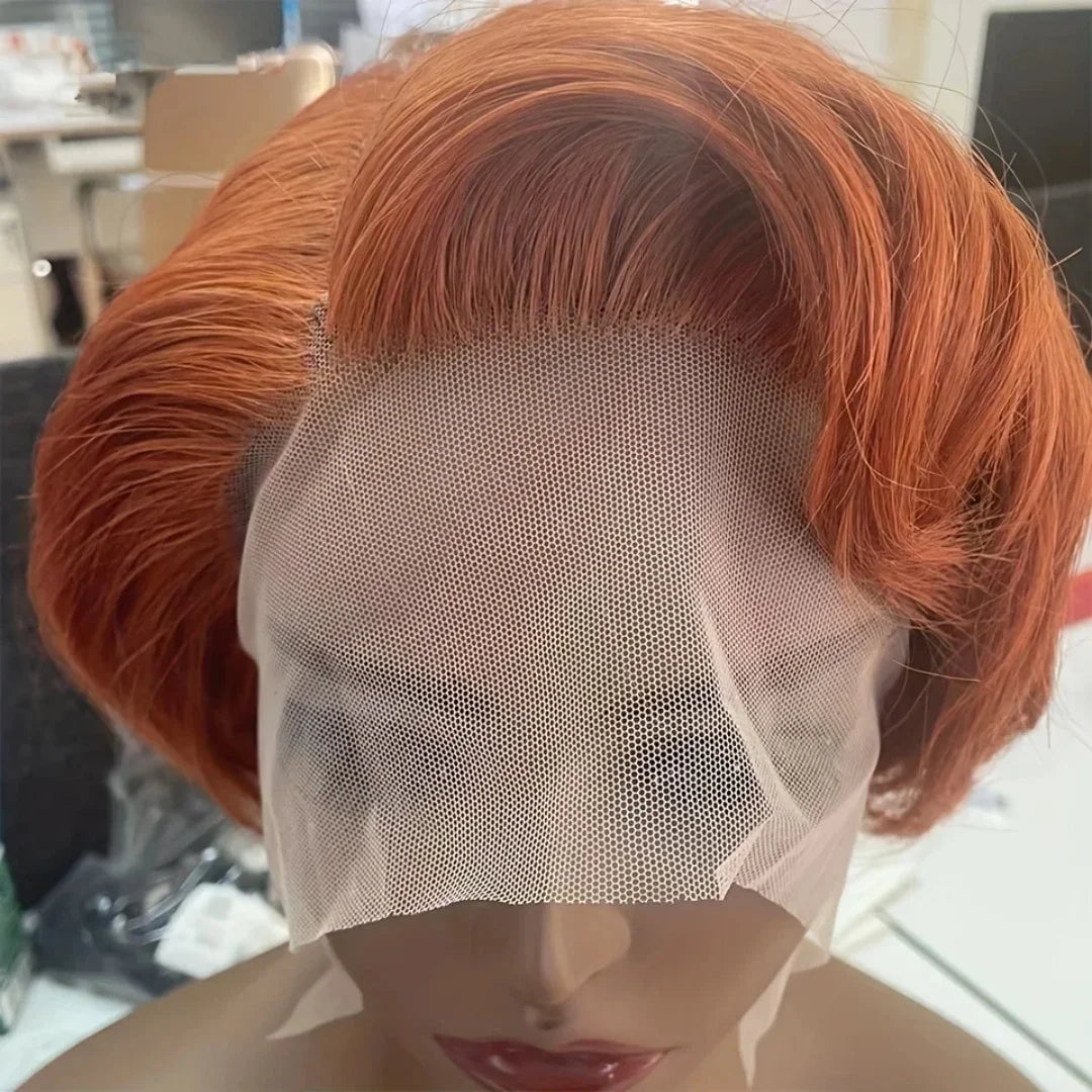 Short Pixie Cut Bob Wig - Lace Front Wavy Human Hair Wig for Women