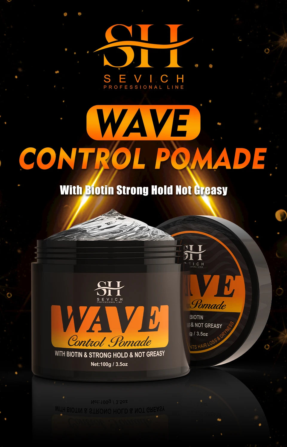 Sevich Deep Waves Pomade – Natural Shiny Hair Oil with Brush, Sport Waves Cream for Men