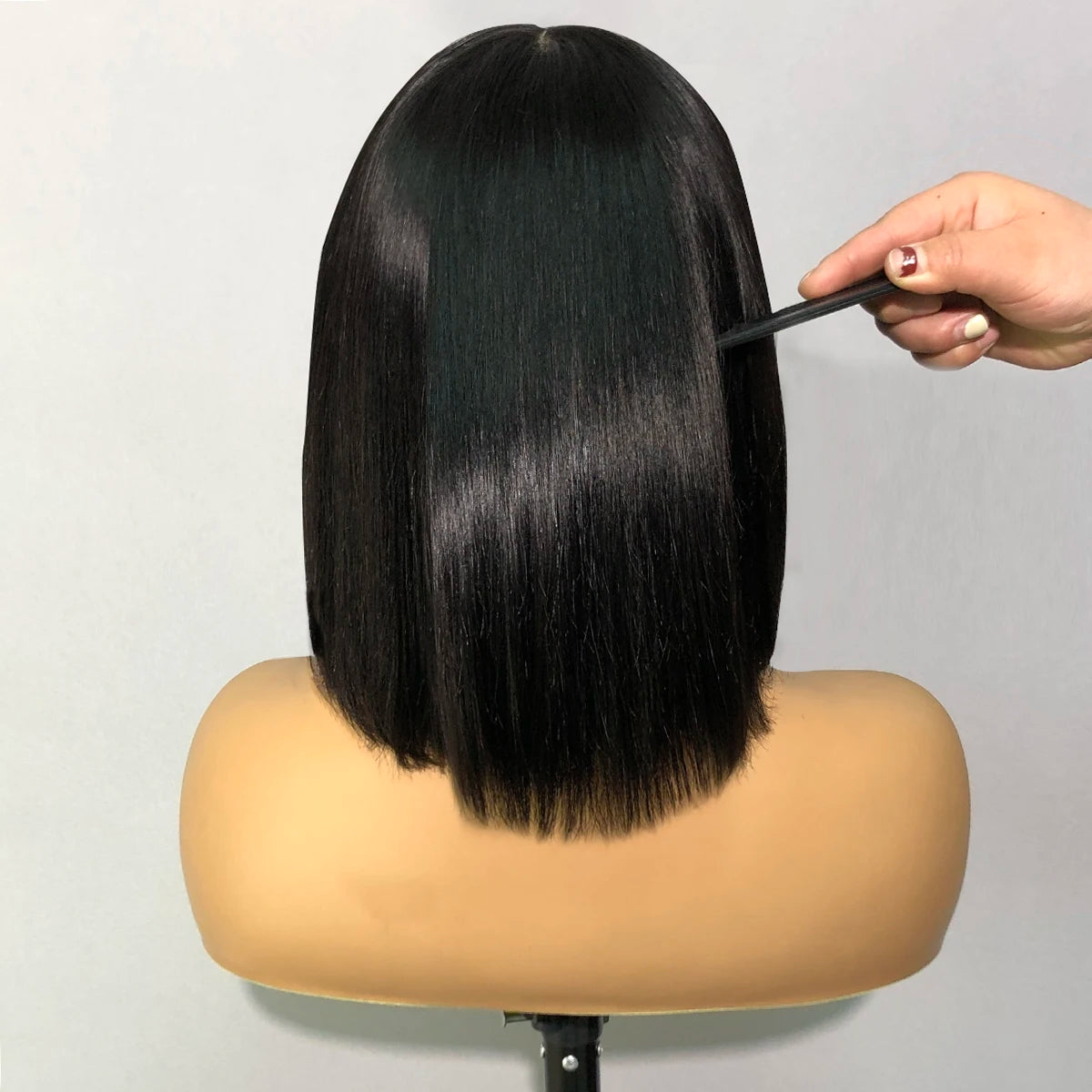 Straight Human Hair Wig with Bangs - Glueless, Easy to Wear, 100% Natural Hair