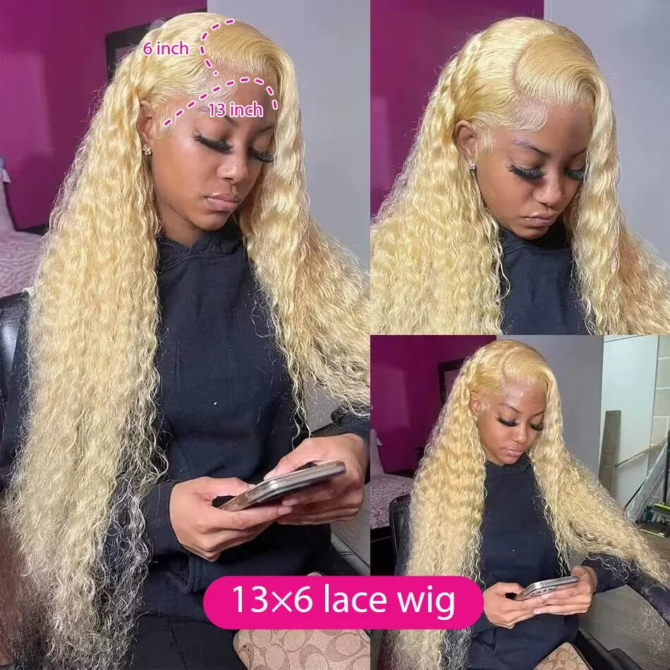 Blonde Deep Wave Wig – 13x6 Lace Front, 30-32 Inches, 100% Human Hair