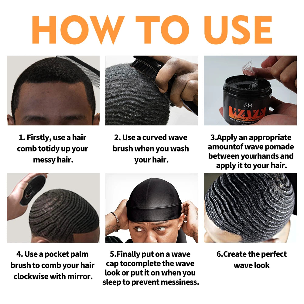 Sevich Deep Waves Pomade – Natural Shiny Hair Oil with Brush, Sport Waves Cream for Men