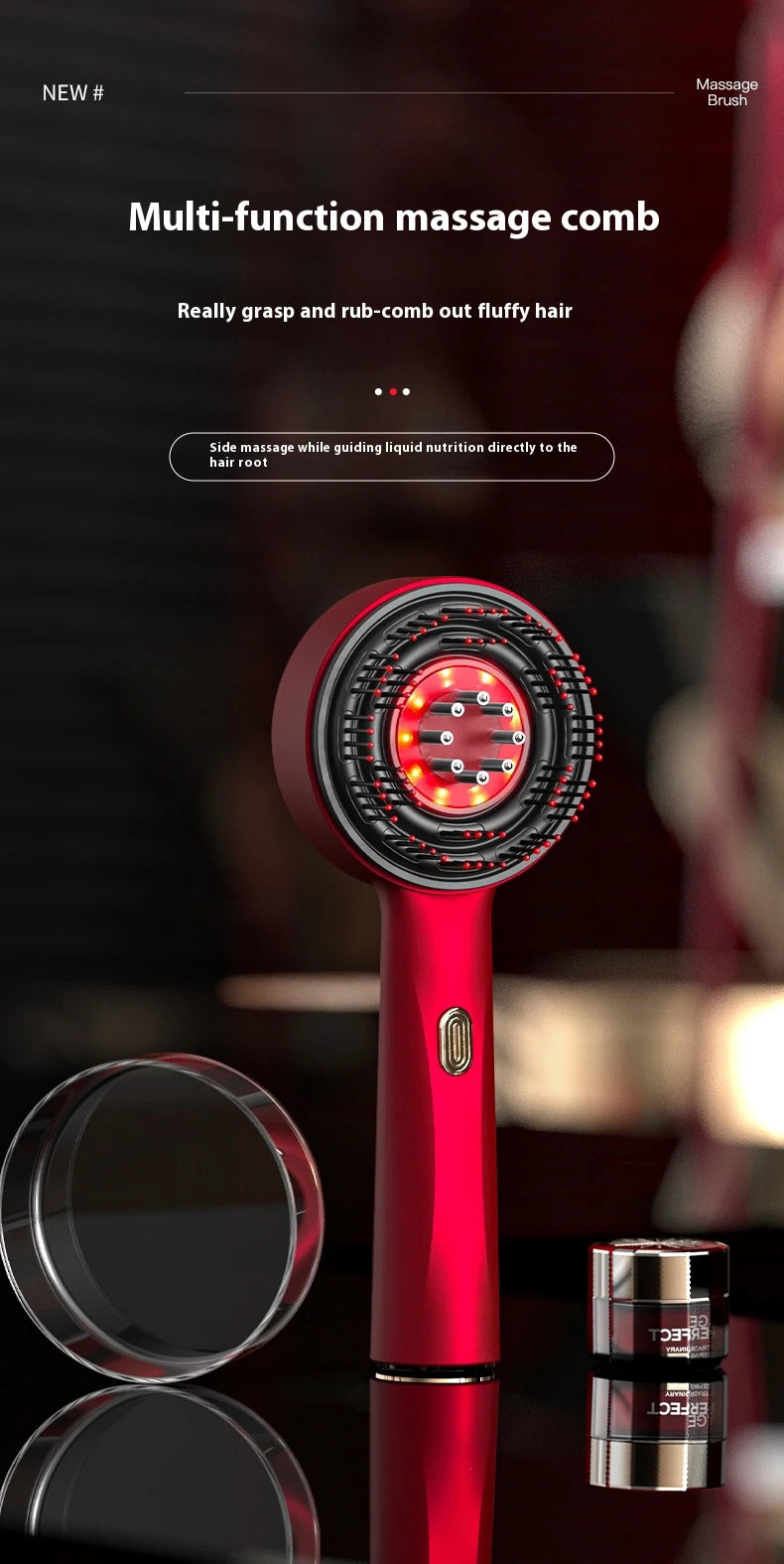 Electric Massage Hair Comb – Red Light &amp Liquid Application